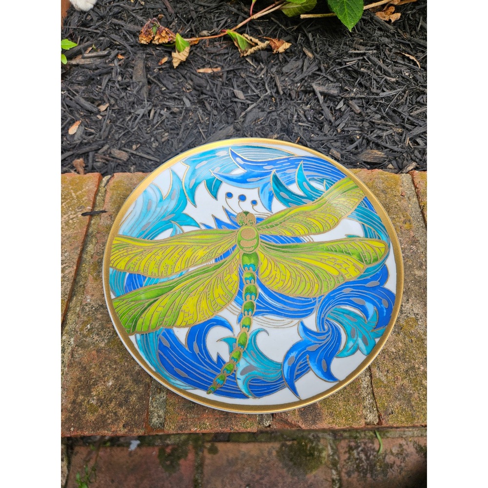 Pottery Barn Art Noveau Dragonfly Porcelain Salad Plate 8.5"